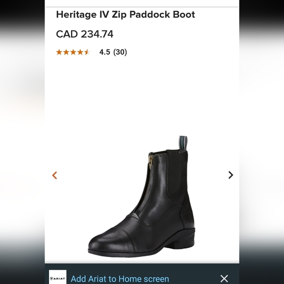 BNIB ARIAT Heritage IV Zip Paddock Boot - Picture 2 of 9